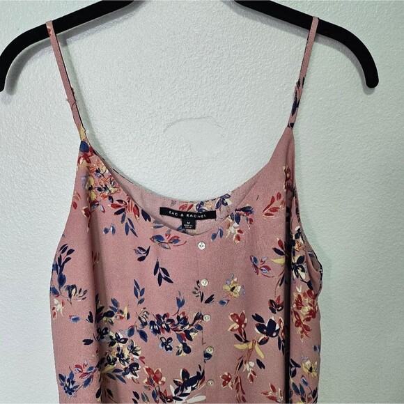 Zac & Rachel Feminine Double Layer Button Up Floral Print Popover Tank Top Sz M - Picture 5 of 8